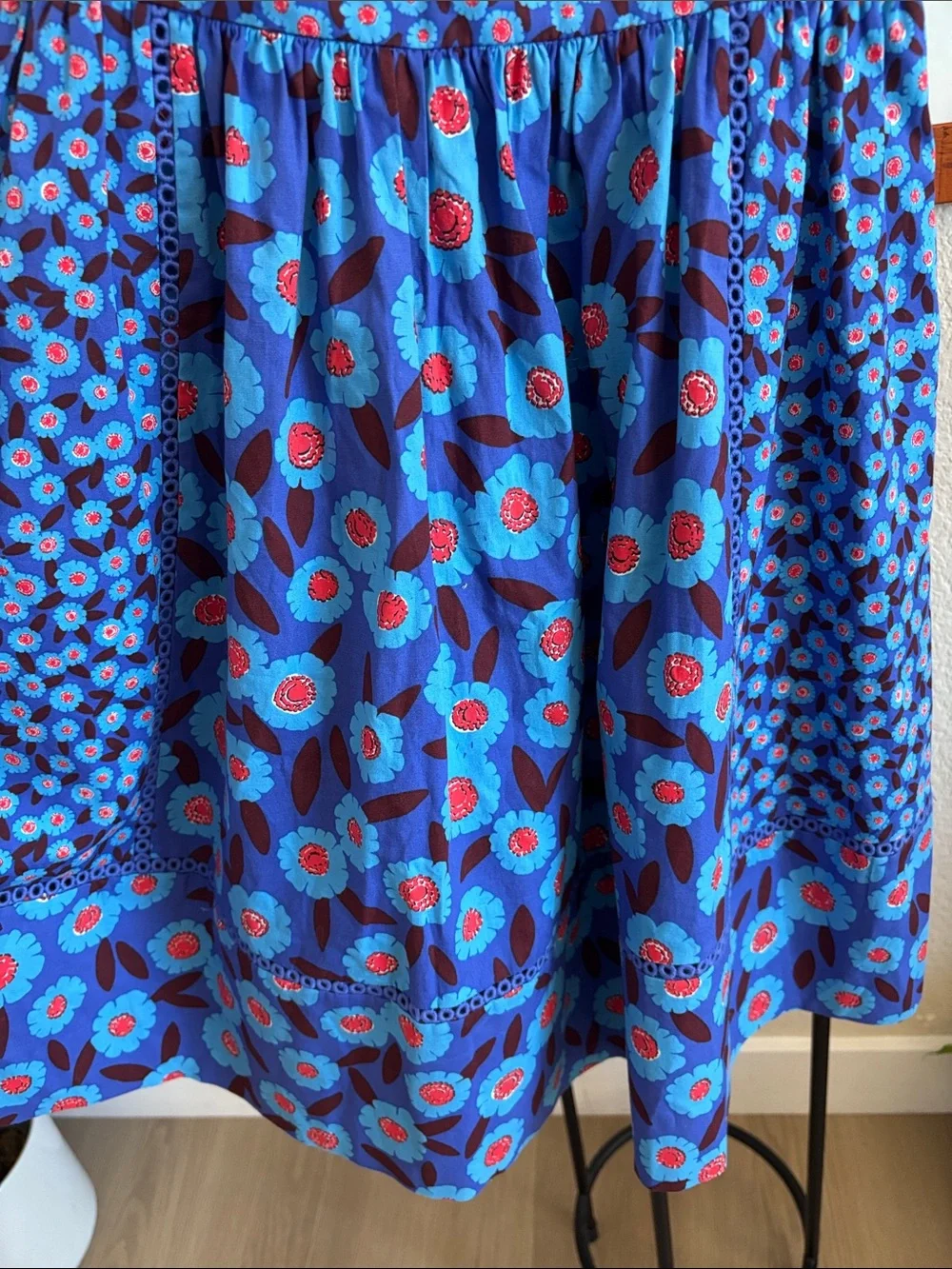 $348 Kate aspade New York Tangier Floral Fit and Flare Blue Botanical Dress
